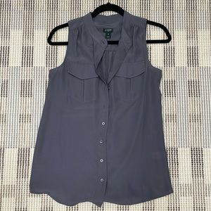 Jcrew gray blouse sleeveless with pockets